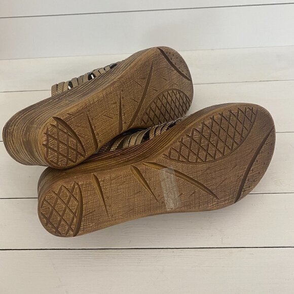 OTBT Starlike Mixed Metallic Woven Leather Platform Wedge Sandals, Women Size 9 - Picture 10 of 11